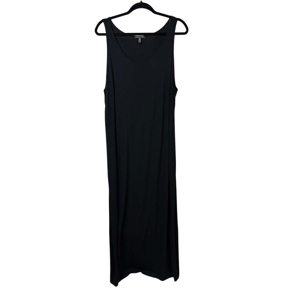 Eileen Fisher Black Scoop Neck Sleeveless Straight Maxi Dress Size XL USA